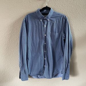 BONOBOS Shirt Mens Medium Blue  Floral Tailored Slim Fit Button Down Preppy